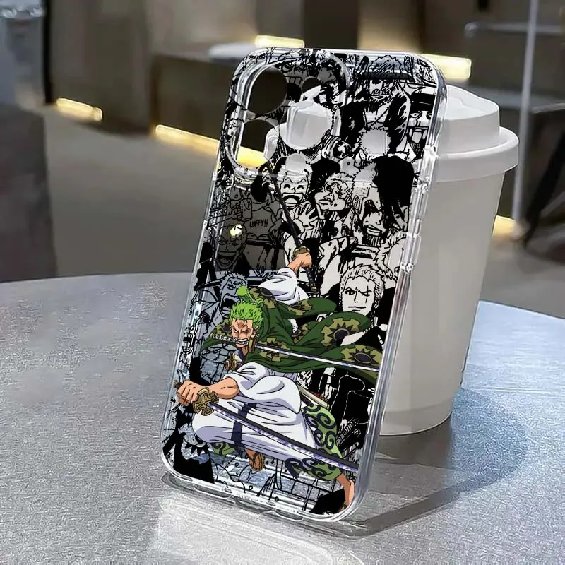 

Anime Luxury Ones Piece Phone Case For Apple iPhone 17 Air 16e 16 15 14 13 12 11 Mini Pro Max Plus Transparent Soft Cover