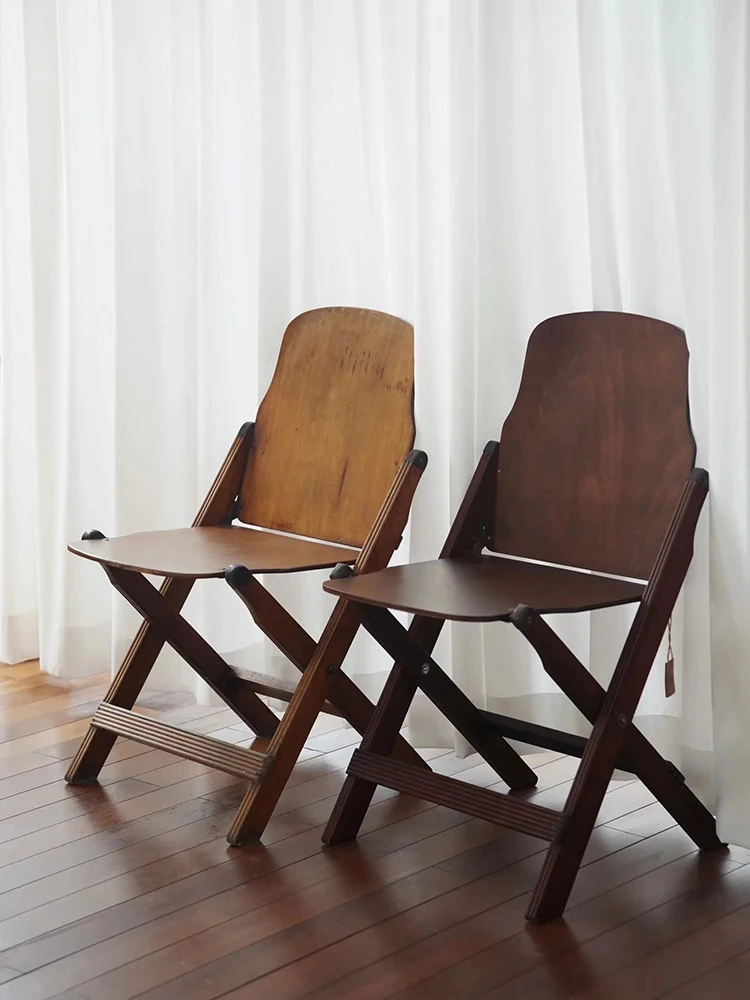 

Retro solid wood folding chair portable camping folding chair coffee shop dining chair