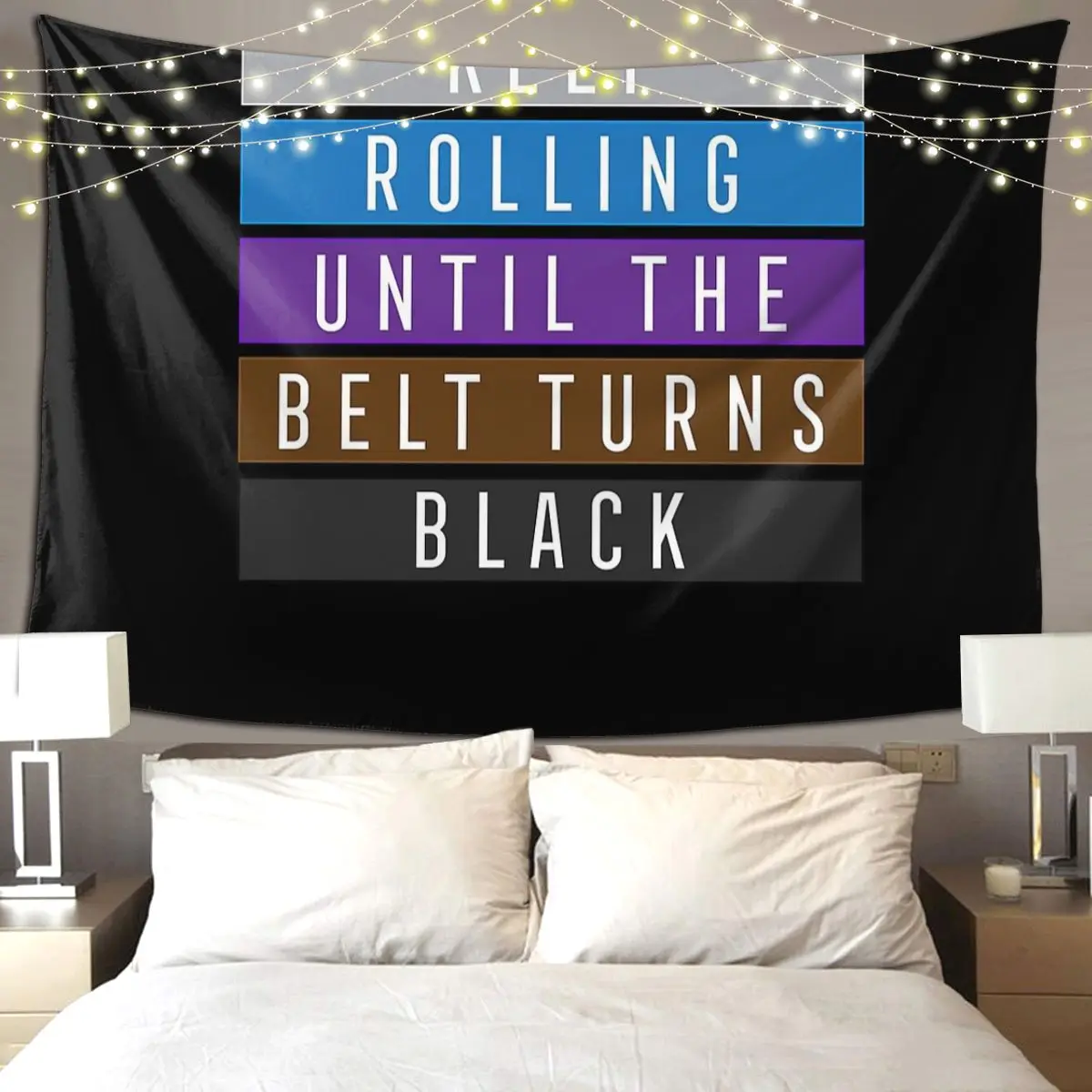 Jiu Jitsu BJJ Keep Rolling Light Tapestry Funny Wall Hanging Aesthetic Home Decor Tapestries for Living Room Bedroom Dorm Room