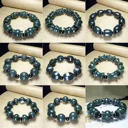 Hetian Gray 's Jade Walnut round Beads Rhombus Men's Hand Accessory Bracelet