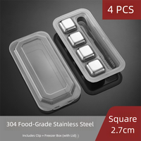 4/6/8pcs Set 304 Stainless Steel Ice Cubes with Clip Reusable Chilling Stones Quick-Freeze Odorless Bar Tool for Beer Whiskey
