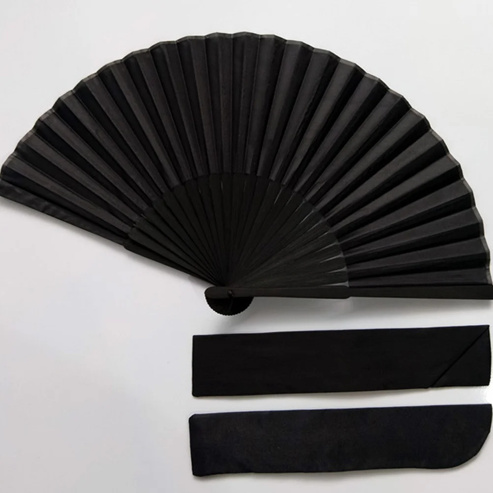 Folding Black Silk Fan Hand Held Foldable Fans for Women Props Bulk Handheld Man