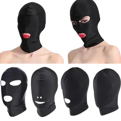 Adult Sex Game Toy Fetish Slave BDSM Bondage Restraint Sex Mask Mouth Eye Open Head Headgear Elastic Erotic Blindfold for Couple