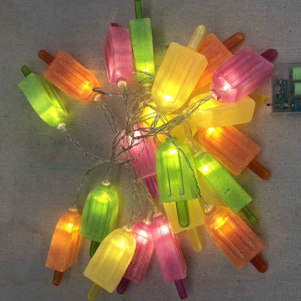 

Ice Cream String Lights LED Fairy Popsicle Decorative Operated Candles Flickering