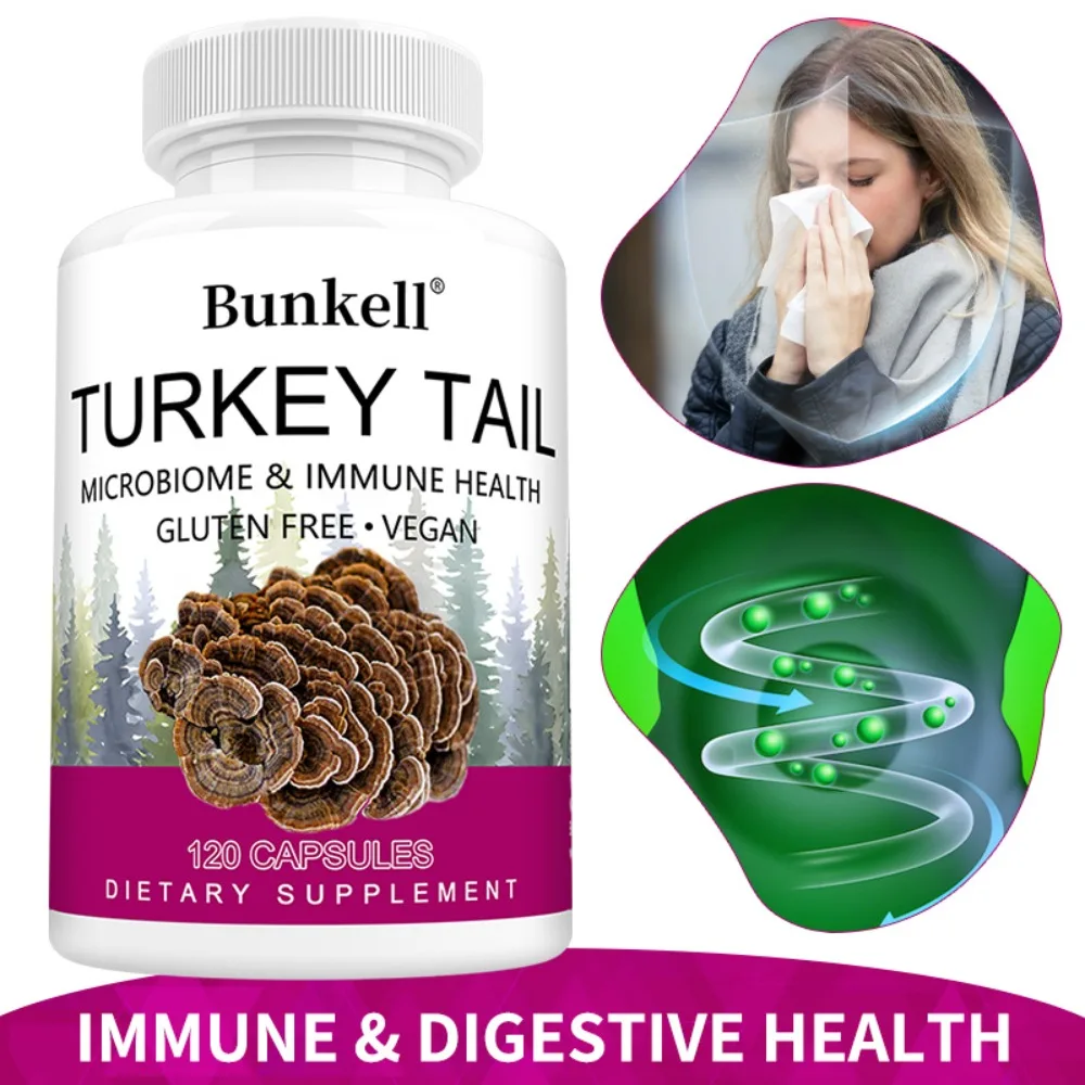 Organic Turkey Tail & Reishi Mushroom Capsules, Mushroom Supplement, Traditional Immune, Energy & Vitality Support