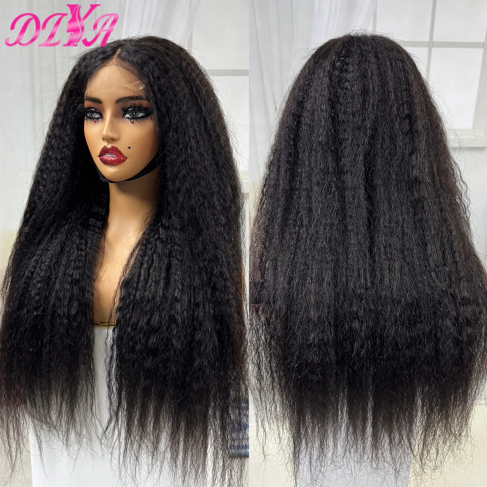 

28-дюймовые кудрявые прямые парики из натуральных волос, плотность 300%, 4x4, кружевная застежка, натуральный цвет, прямой парик яки для чернокожих женщин