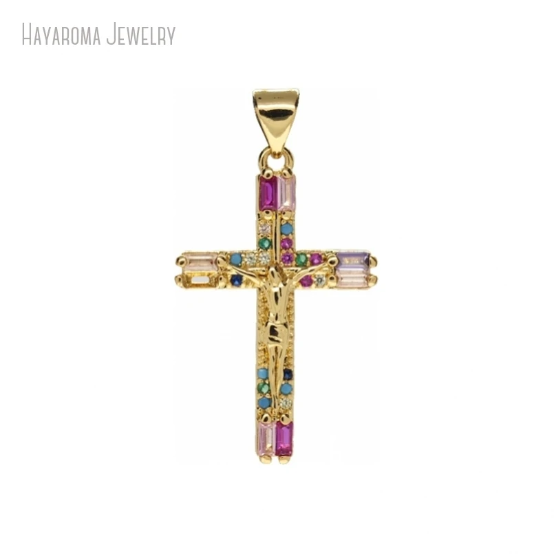 

2Pcs Cross Crisscross Gold Color Wholesale Copper Christian Metal Cubic Zirconia Invisible Setting Pendant PM47594