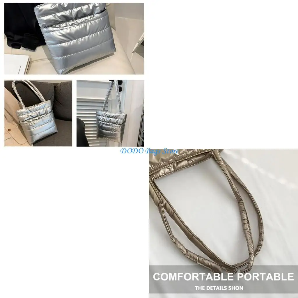 

Cotton Padded Shoulder Handbag for Women Large Capacity Winter Fall Underarm Bag