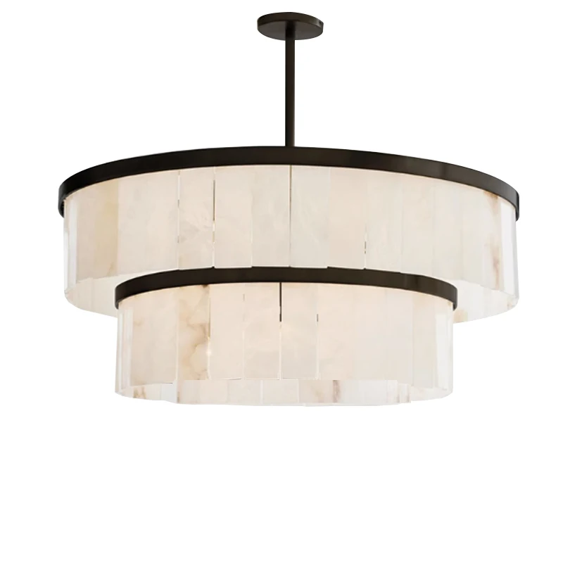 Luxury Marble Pendant Lamps Big for Bedroom Dining Room Lamparas，Home Decor Room Alabaster Ceiling Pendant Lights Round