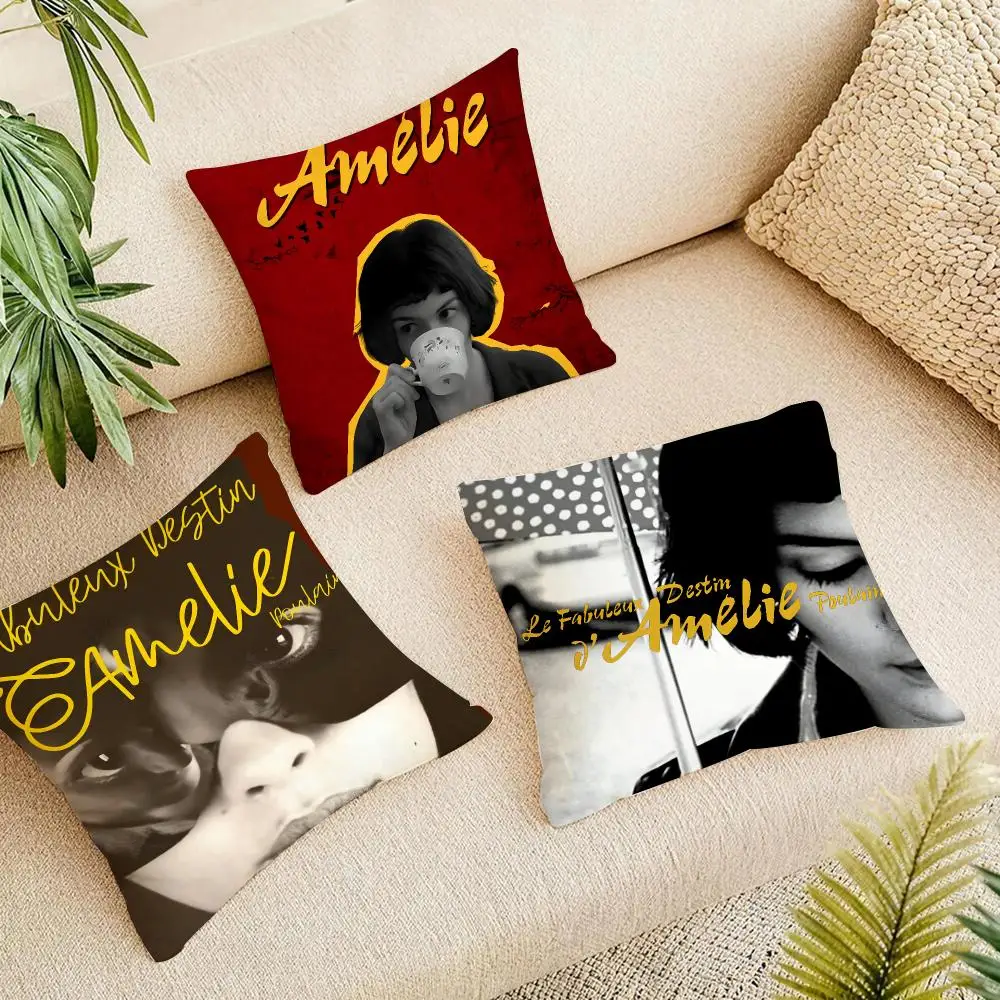 Pop Movie Amélie Cushion Cover Short Plush Pillowcase, Washable Wrinkle Resistant Cover for Bedroom Gift