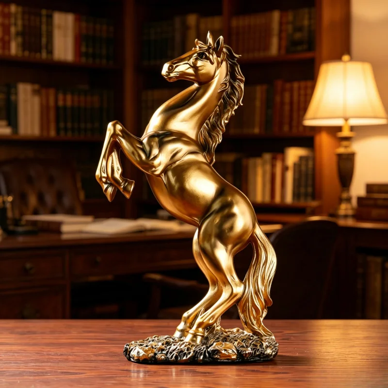 Victory Horse Statue, European Style Resin Desktop Ornament for Office Living Room Cabinet, Home Decor Accent Figurine Gift
