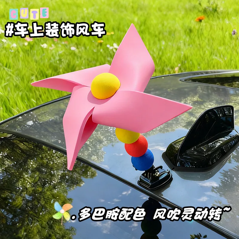 High Appearance Car Roof Windmill Decoration Windmill Pendant Rear Ornament Sticker Doll Toy Vehicle Small Decor Accessories