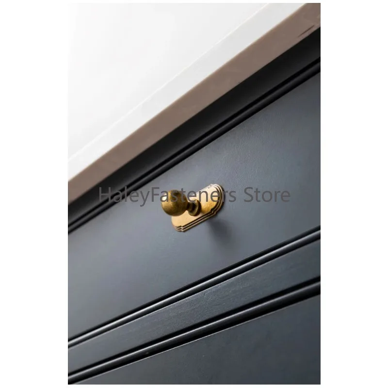 Mid-century Antique Brass Cabinet Knobs with Backplate Furniture Pulls and Konbs Retro Cabinet Hardware Zinc Alloy Kitchen