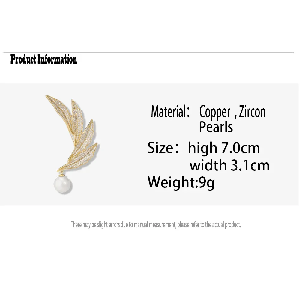 Fashion Gold Color Leaf Brooches High Quality Suit Shirt Lapel Pins for Men Women Accessories Jewelry Wedding Party Gift