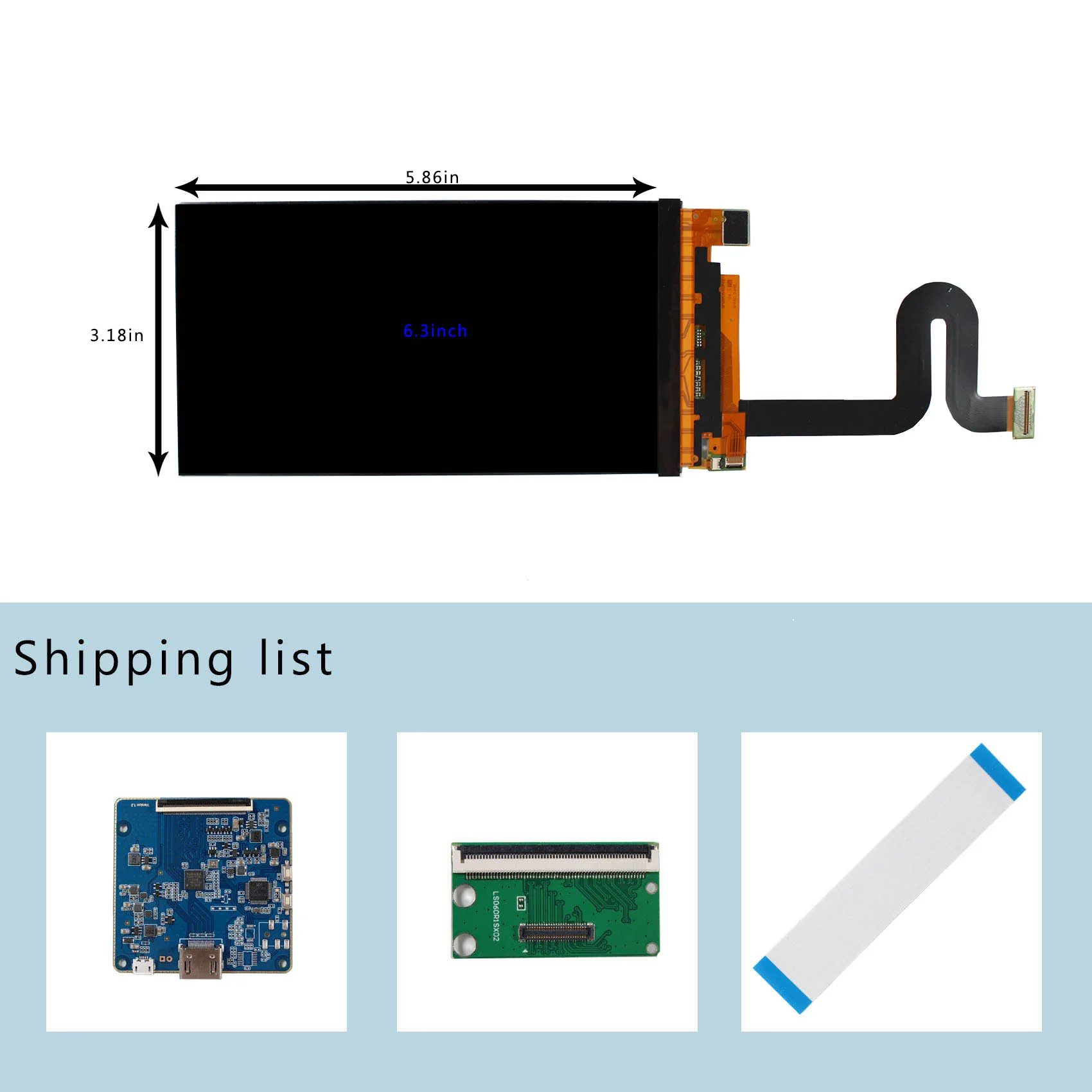 شاشة LCD مقاس 6.3 بوصة LS063R1SX01 1440x2560 2K IPS MIPI ولوحة تحكم