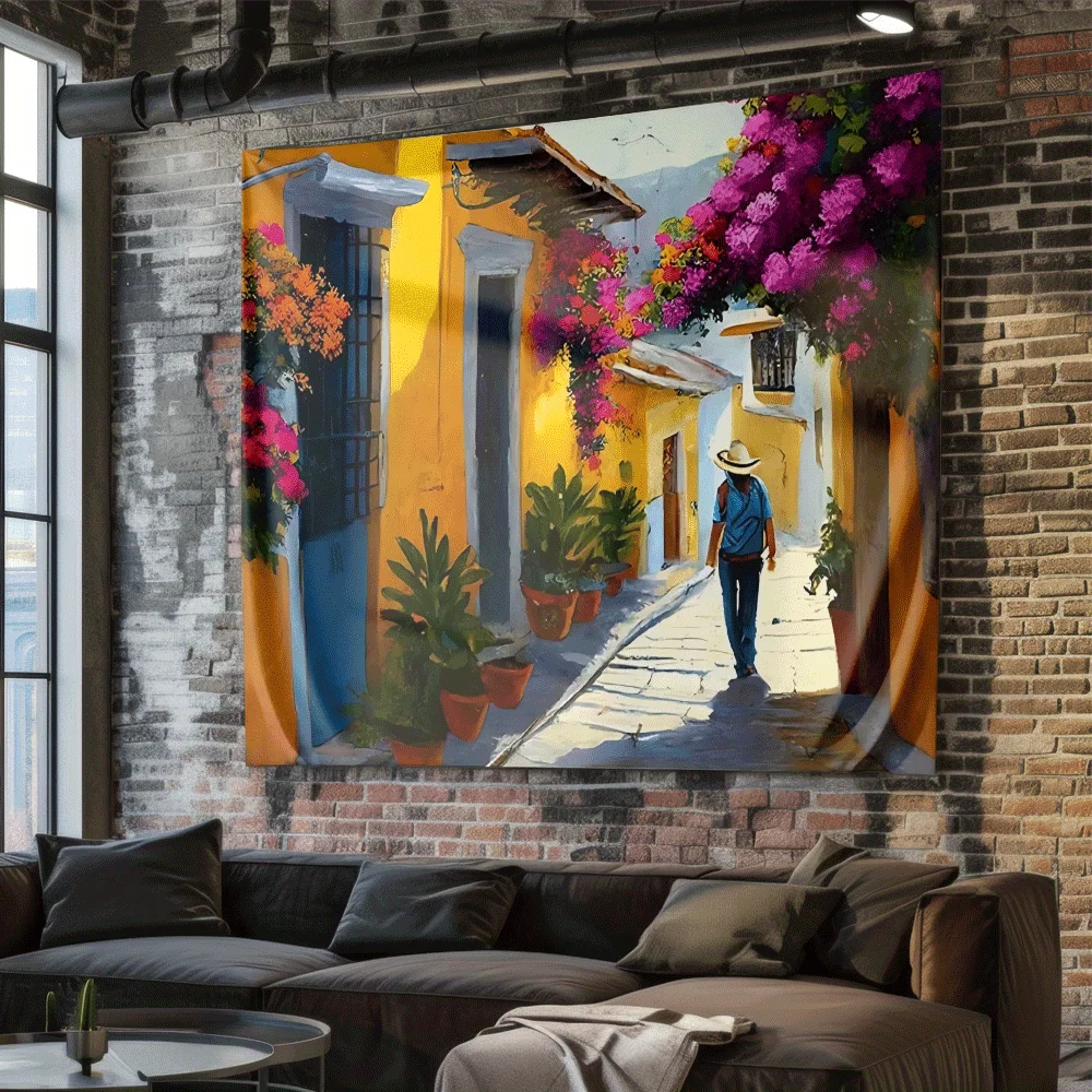 Street walking pattern Digital printing polyester wall tapestry suitable for use in living rooms bedrooms offices bars and party