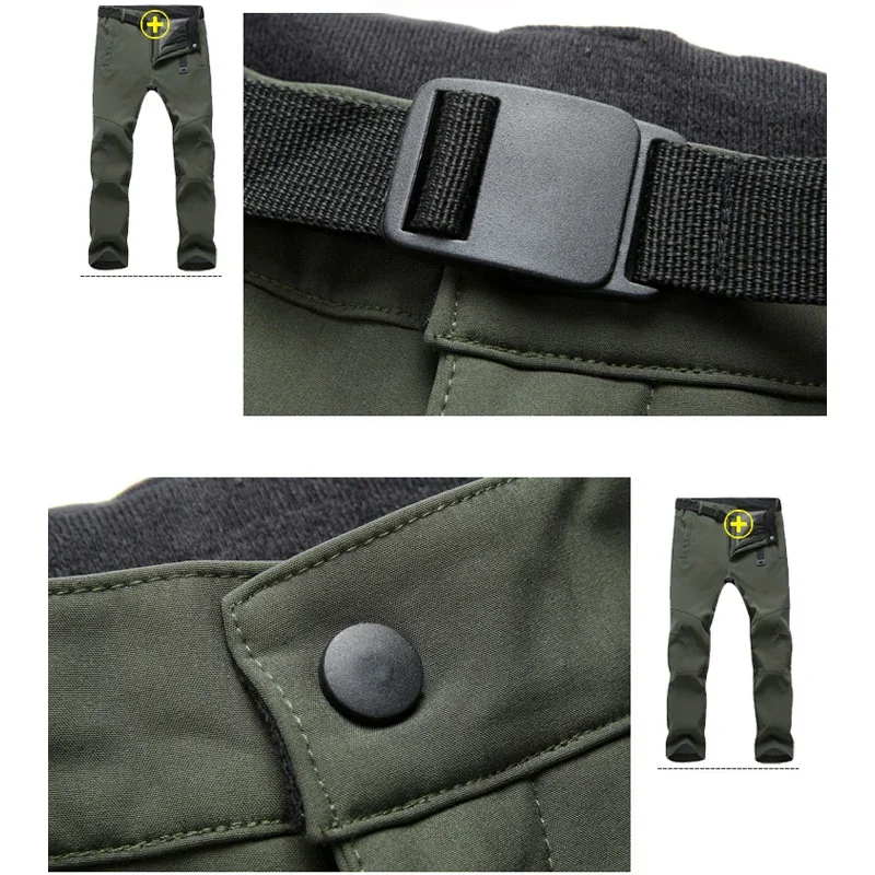 Winter Mens Trekking Pants Ski Military Tactical Softshell Fleece Warm Waterproof Outdoor Camping Trousers Work pants for women