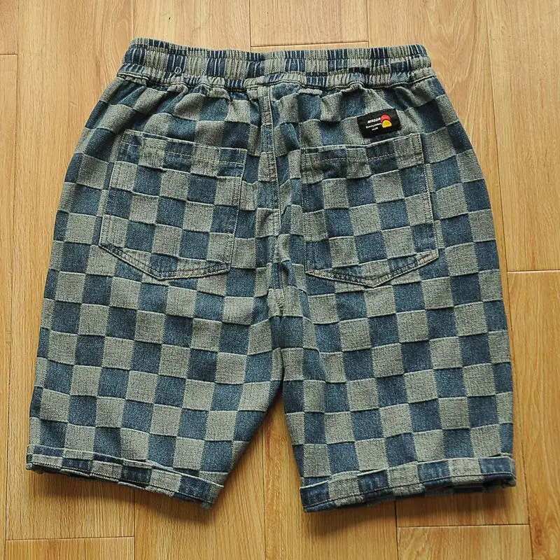 Gráfico Xadrez Shorts para Homens Drawstring Designer Verão 90s Sem Logotipo Algodão Elegante Fino Xl Xxl Em Massa com Ice Man Calças Curtas