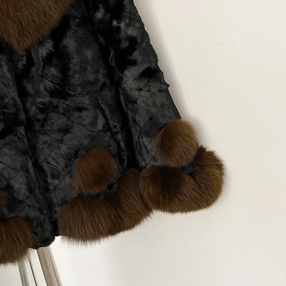 MENINA حار بيع أزياء المرأة نمط قصير شتاء جديد المستوردة معطف فرو المنك حقا نوبل الثعلب الفراء طوق ومعاطف فرو المنك