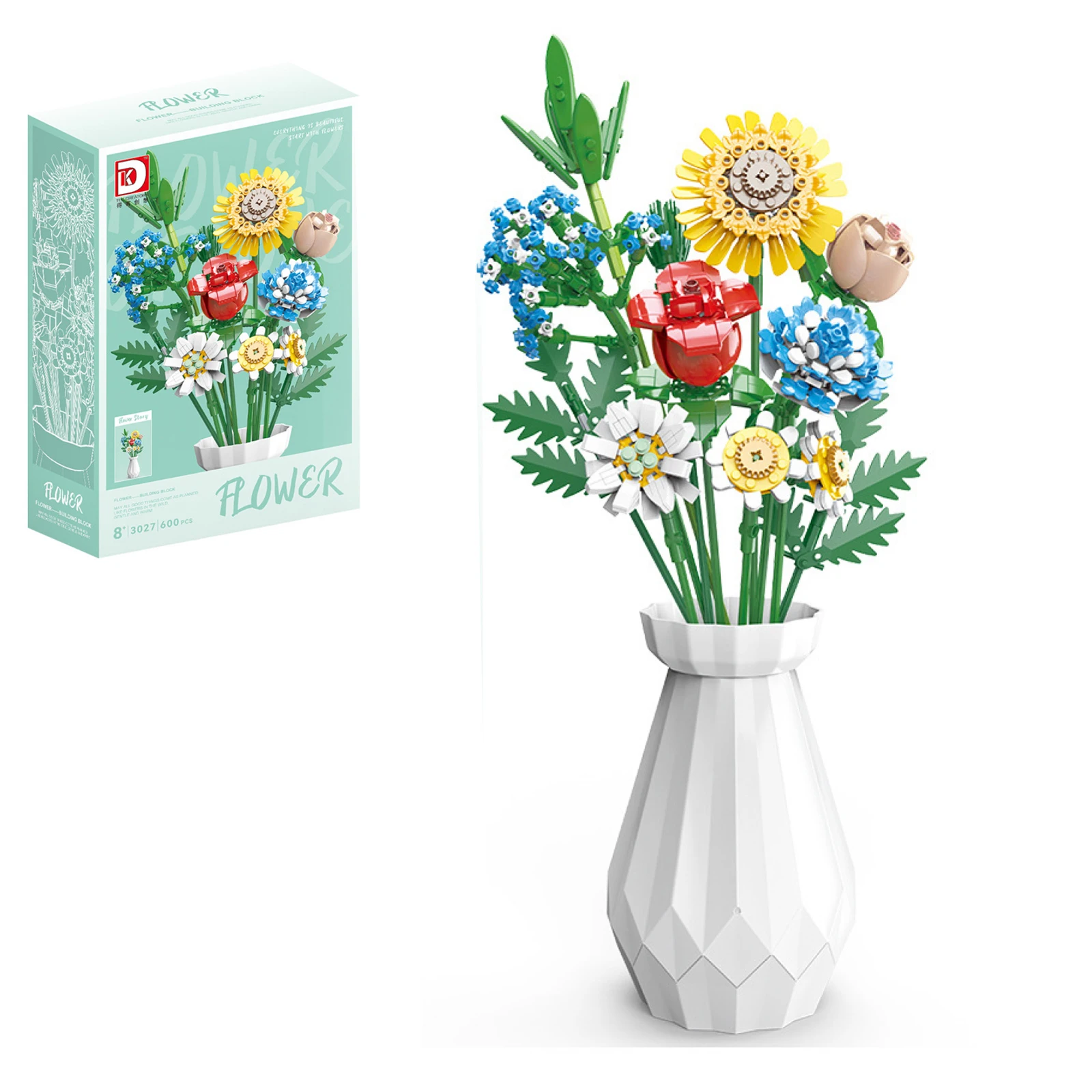 preserved-rose-and-sunflower-building-set-with-vase-children-educational-building-block-toy-diy-home-decor-birthday-gift
