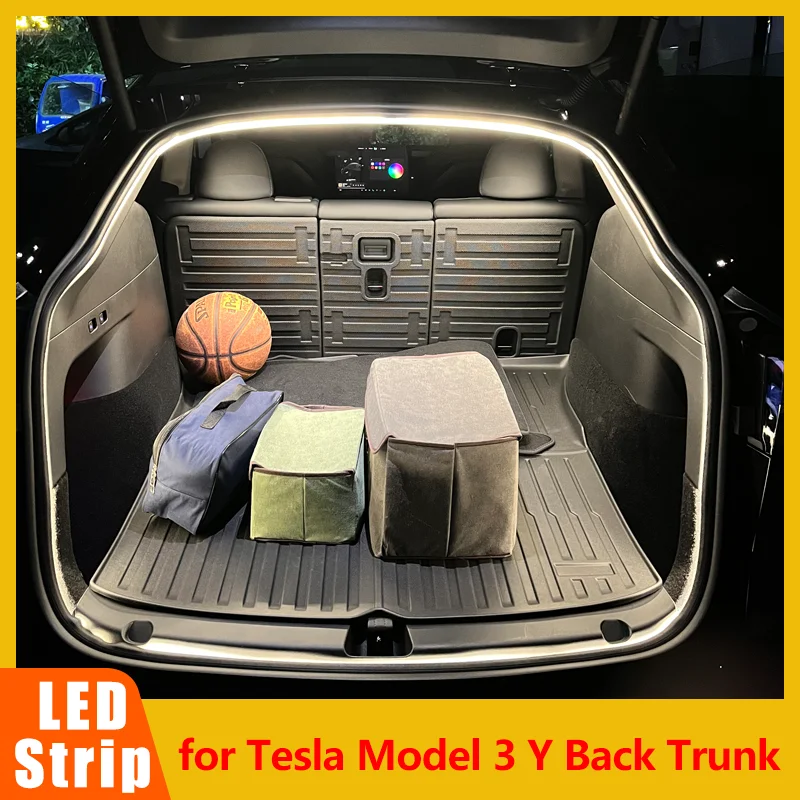 New Car Trunk LED Light Strip for Tesla Model 3 Y Back Trunk Atmosphere Decorative Lighting Lamp Waterproof Interior Accessories