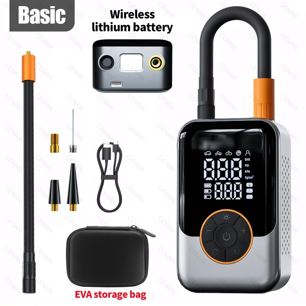 Draagbare bandenpomp Auto Draadloze luchtpomp Elektrische luchtinjector LCD-scherm Luchtcompressor voor fiets Auto Motorbandbal