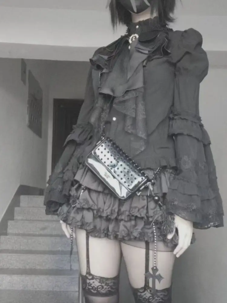 

Gothic Y2k Elastic Waist Harajuku Y2k Short Skirt Women Hot Chick Chic Ruffle Subculture Skirts Design Retro Cake Skirt Lolita