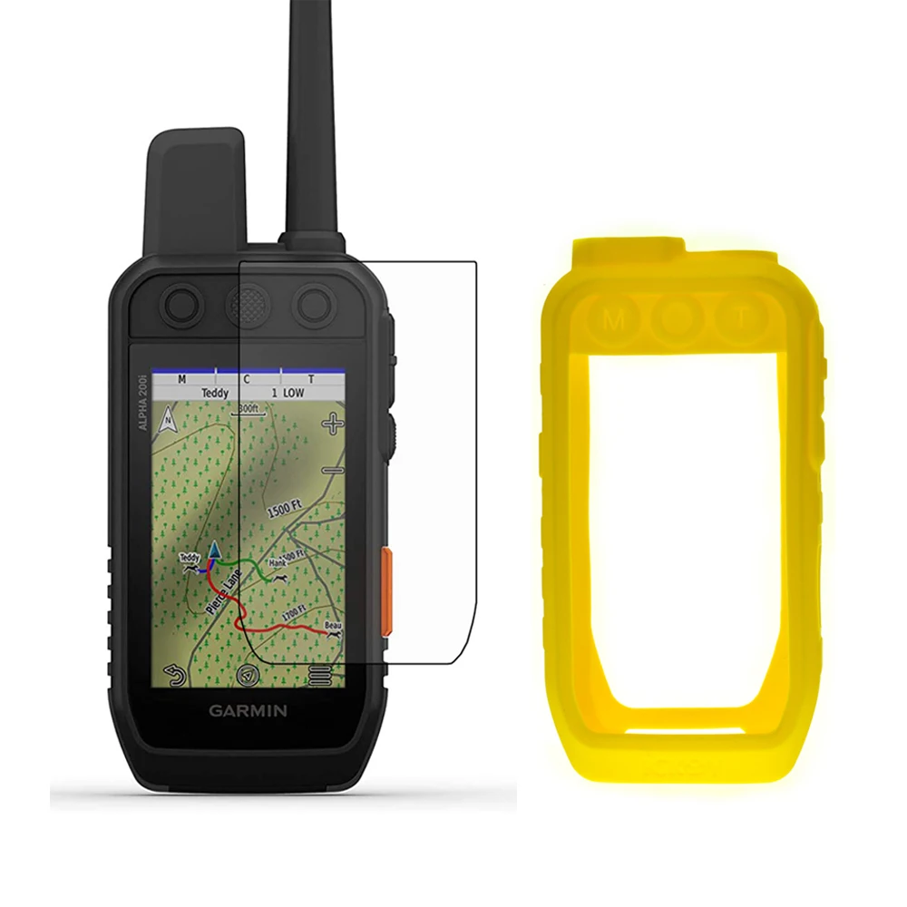 Silicon Case Skin + LCD Screen Protector Shield Film for Handheld GPS Garmin Alpha 200i 200 Alpha200i Alpha200i Accessories