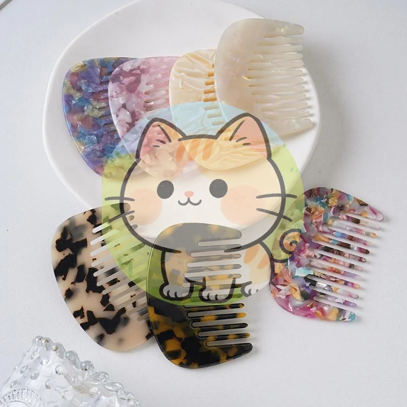 *1Pc Women Girls Retro Marbled Scalp Massage Anti-static Hairbush Portable Comb Acetate Small Hairdressing Comb Styling Tools