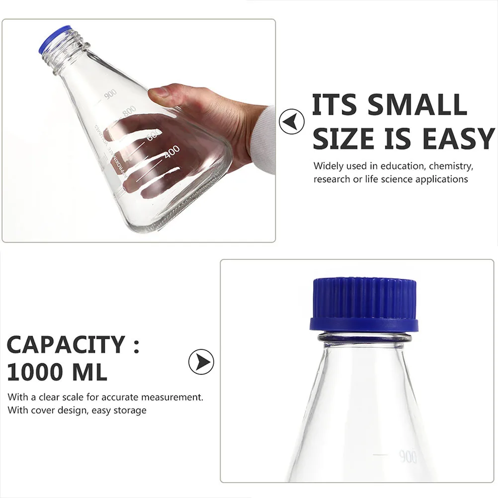 

2Pcs Glass Conical Flasks Conical Reagent Bottles Clear Scale Measurement School Chemistry Experiment Bottles Laboratory Tools