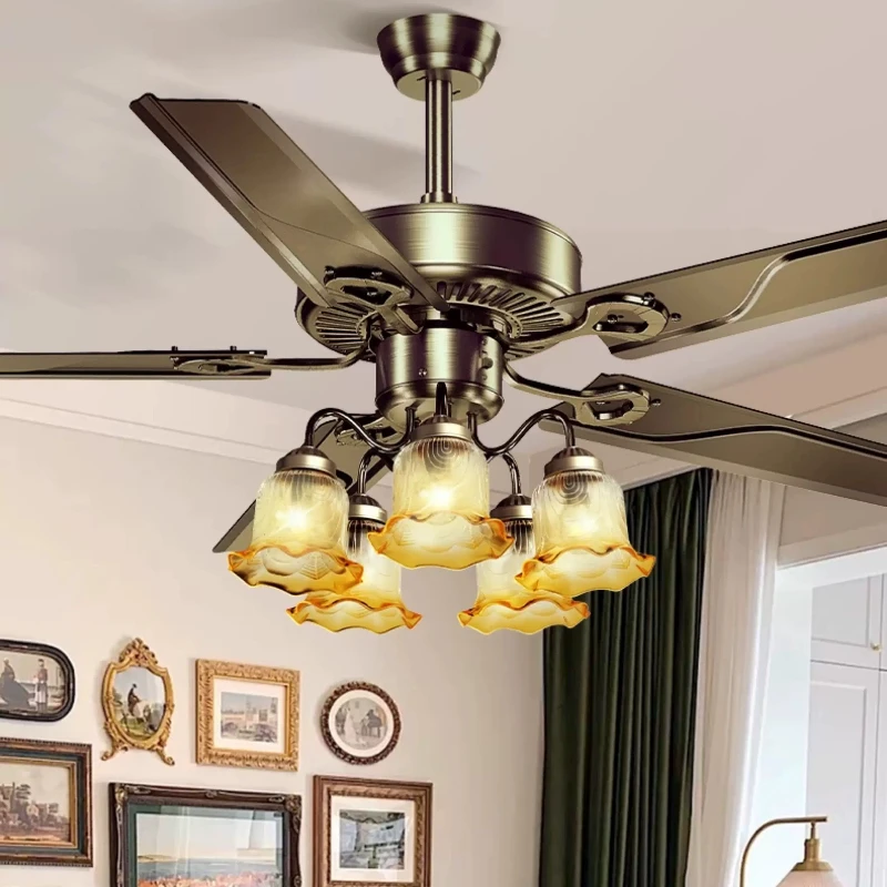 2026 New Style Retro Ceiling Fan with Light Integrated Fan Light Chandelier for Home Living Room Dining Room