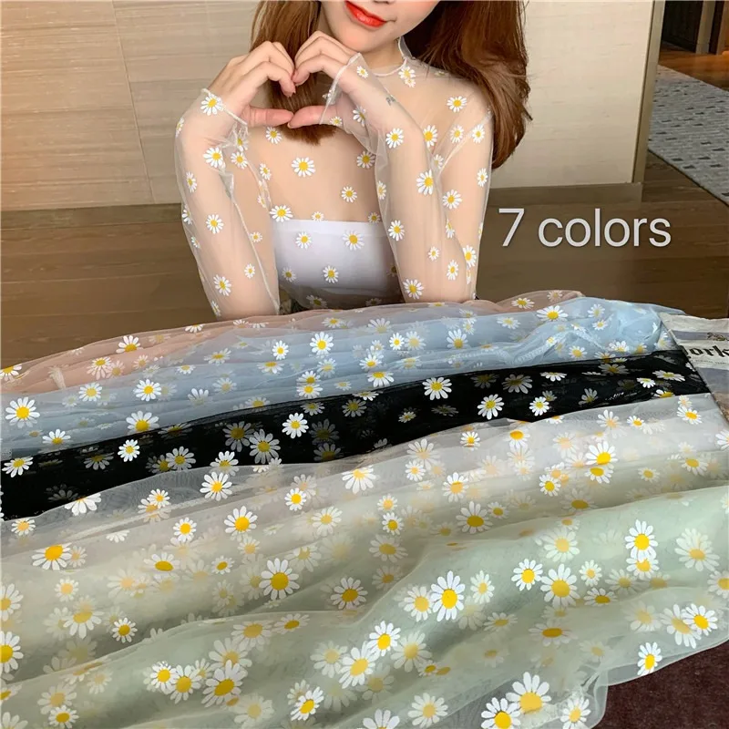 

Лето 2026: Новая модель женской футболки HyunA Daisy с длинным рукавом, сетчатая, с защитой от солнца, модная, кружевная, брендовая