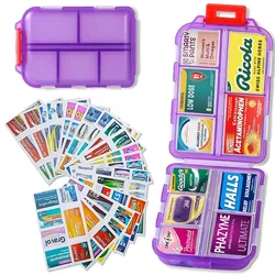 10 Grids Pill Organize Storage Container with 147 Labels Pill Case Health Medicine Organizer Travel Supply Mini Pill Box