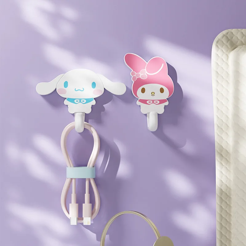 2Pcs Set Kuromi Sanrio Strong Self Adhesive Hooks Key Storage Hanger for Kitchen Bathroom Door Wall Multi-Function Bathroom Hook