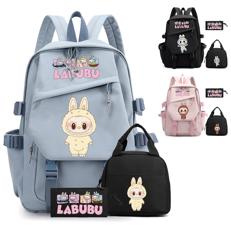 

3Pcs/set Labubu Backpack Women Mokoko Mochila Boy Girl Zimomo Bookbag Teenager Student Back To School Rucksack Children Knapsack