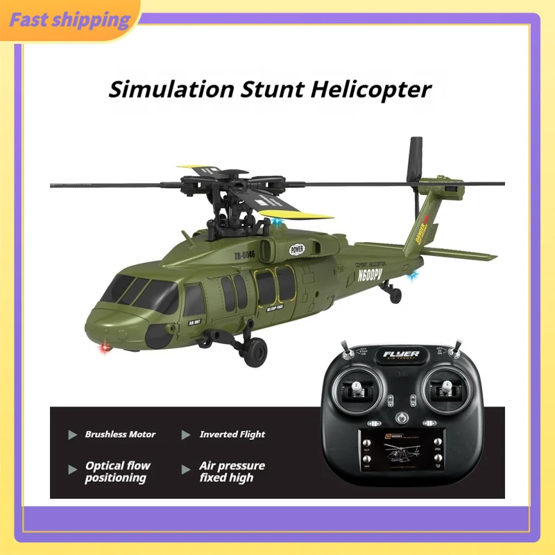 

2025 K200 New Brushless 6-Channel Aileron Free Black Bee Stunt Helicopter Optical Flow Positioning Rc Model Airplane Toy Gift