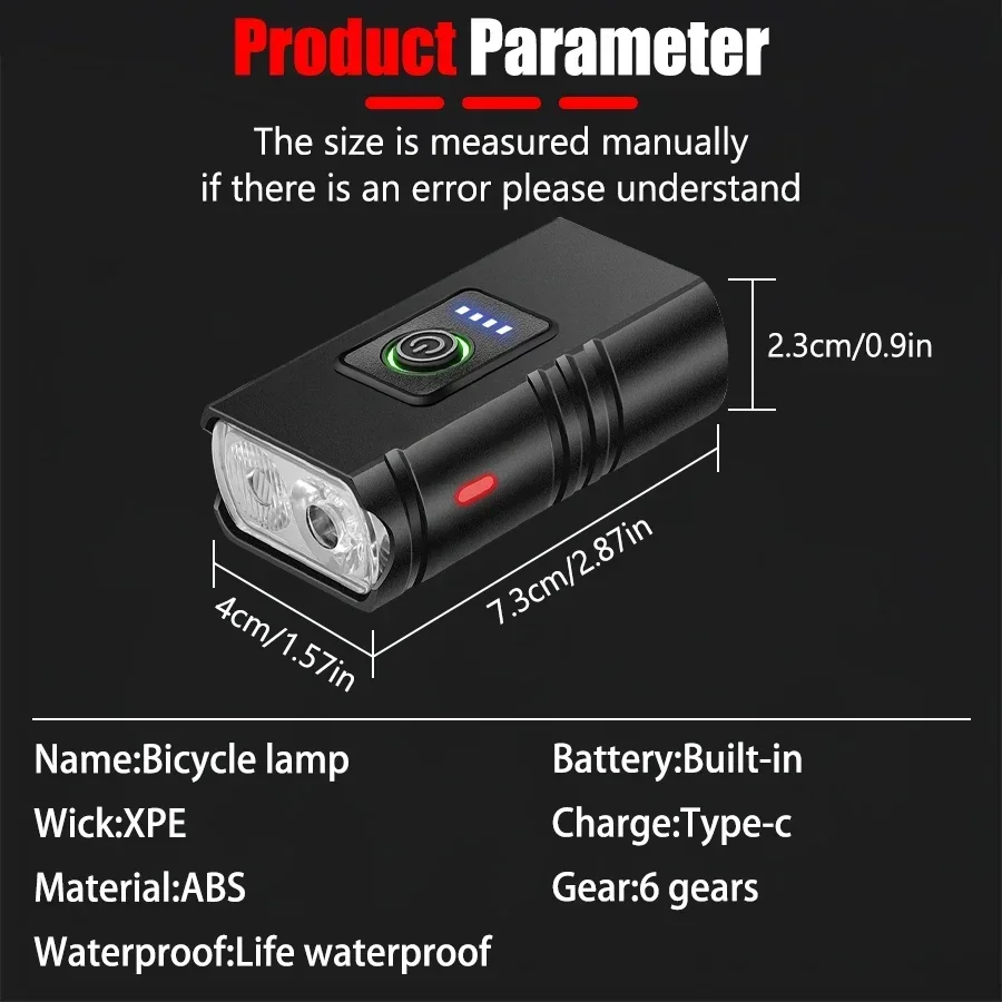 Front Bike Light USB Rechargeable Power Display Bicycle Led Light Waterproof Bicycle Headlight Flashlight Cycling Accessories