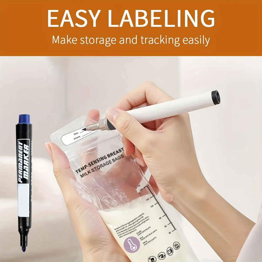 30 sacos de armazenamento de leite materno dos pces, saco de armazenamento de leite materno de 6oz com bico de derramamento, saco de leite de mudança de cor de detecção de temperatura