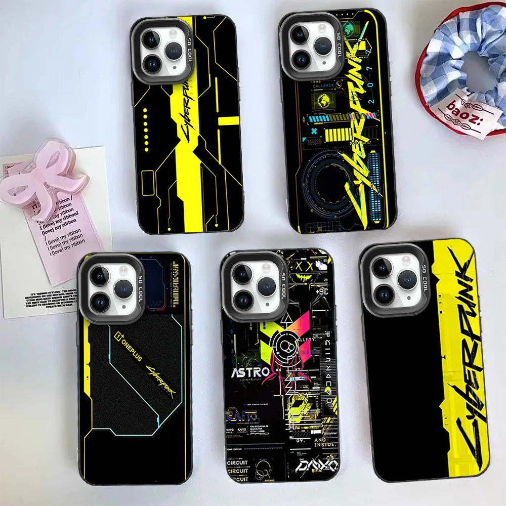 Phone Case Silver Cover Suitable iPhone 12 11 13 14 15 16 Max Pro Plus Spider Gwen IMD Action Role C-Cyber-PunkS Playing Games