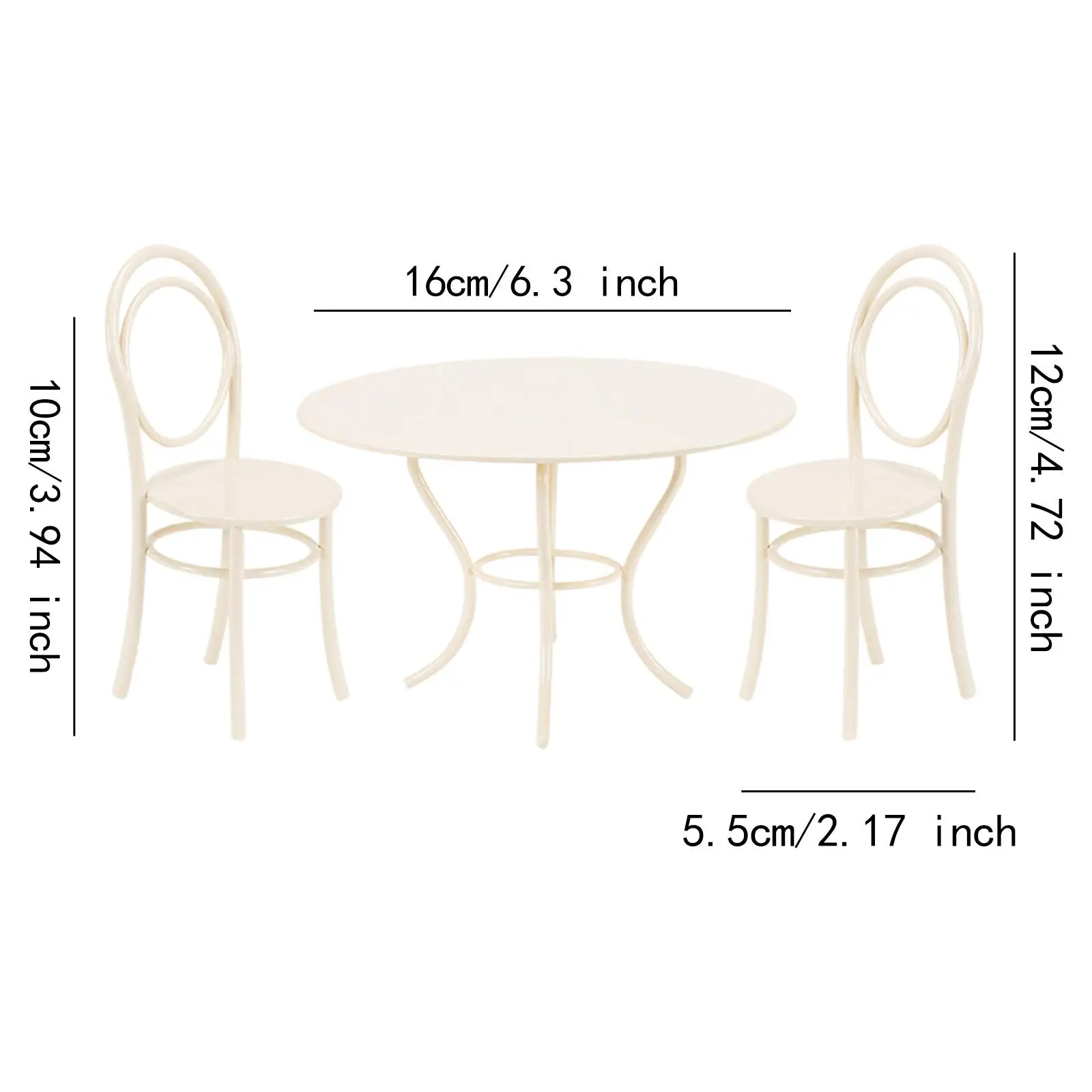 3 Stuks Poppenhuis Miniatuur Tafel En Stoelen Set Fairy Tuin Decoratie Diy Craft 1/12 Voor Poppenhuis Diorama Fairy Garden Decor