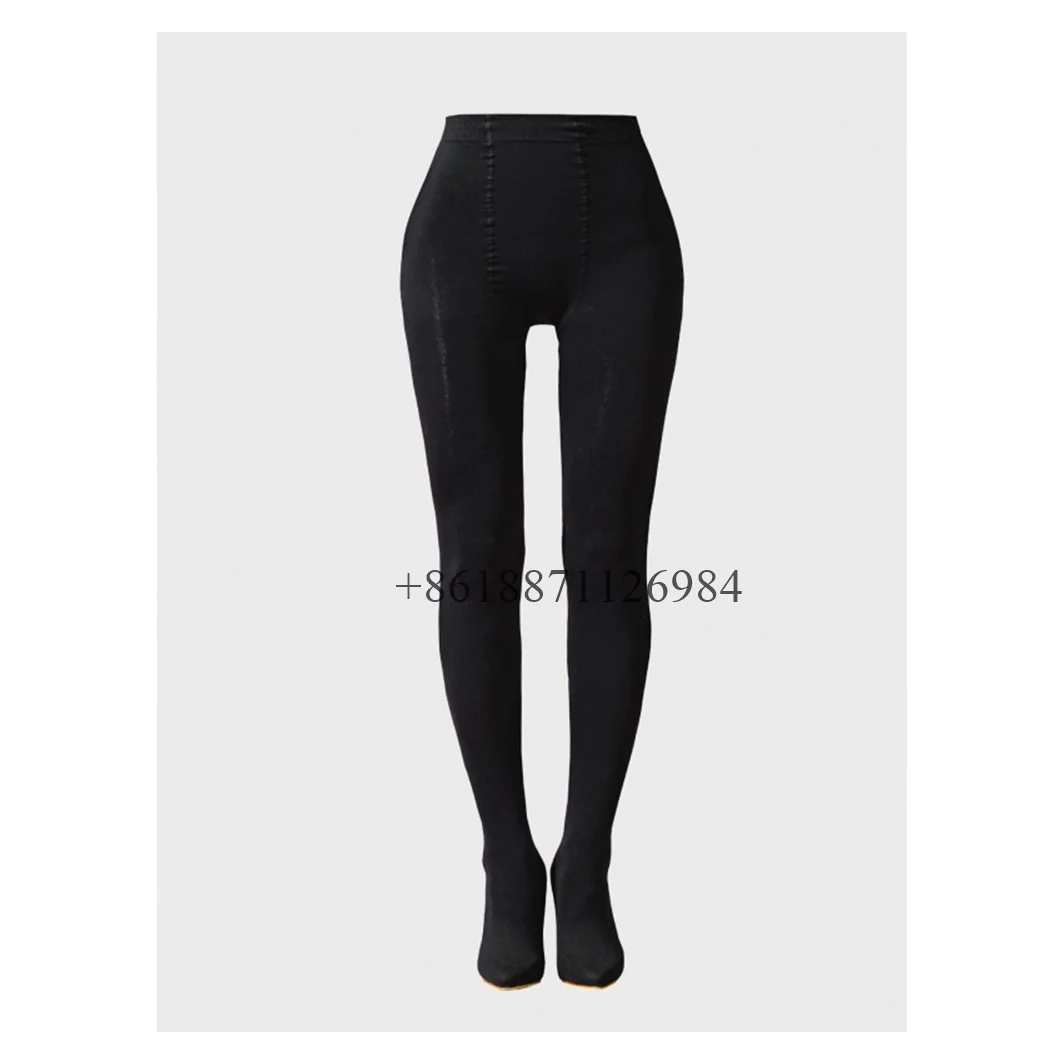 

Black Sexy Style Pointed Toe Women Pantyhose Boots Stiletto High Heels Elastic Band Design Large Size Nigtclub Shoes