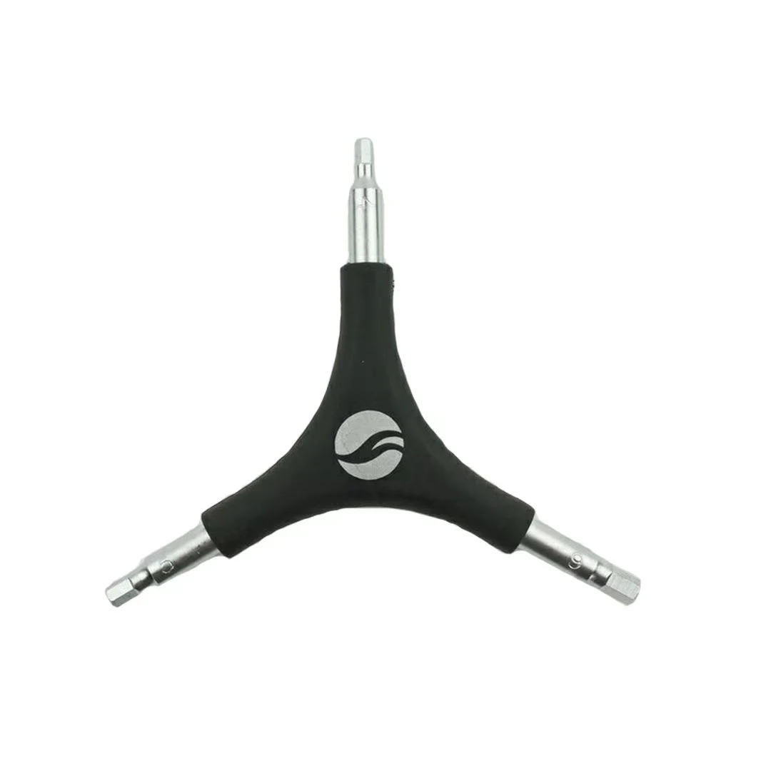 Bike Tool 3 In 1 Y Wrench - 6 Interchangeable Bits - Allen Hex, T25, Ph2 Screwdriver - Strong, Easy, Comfortable Multitool