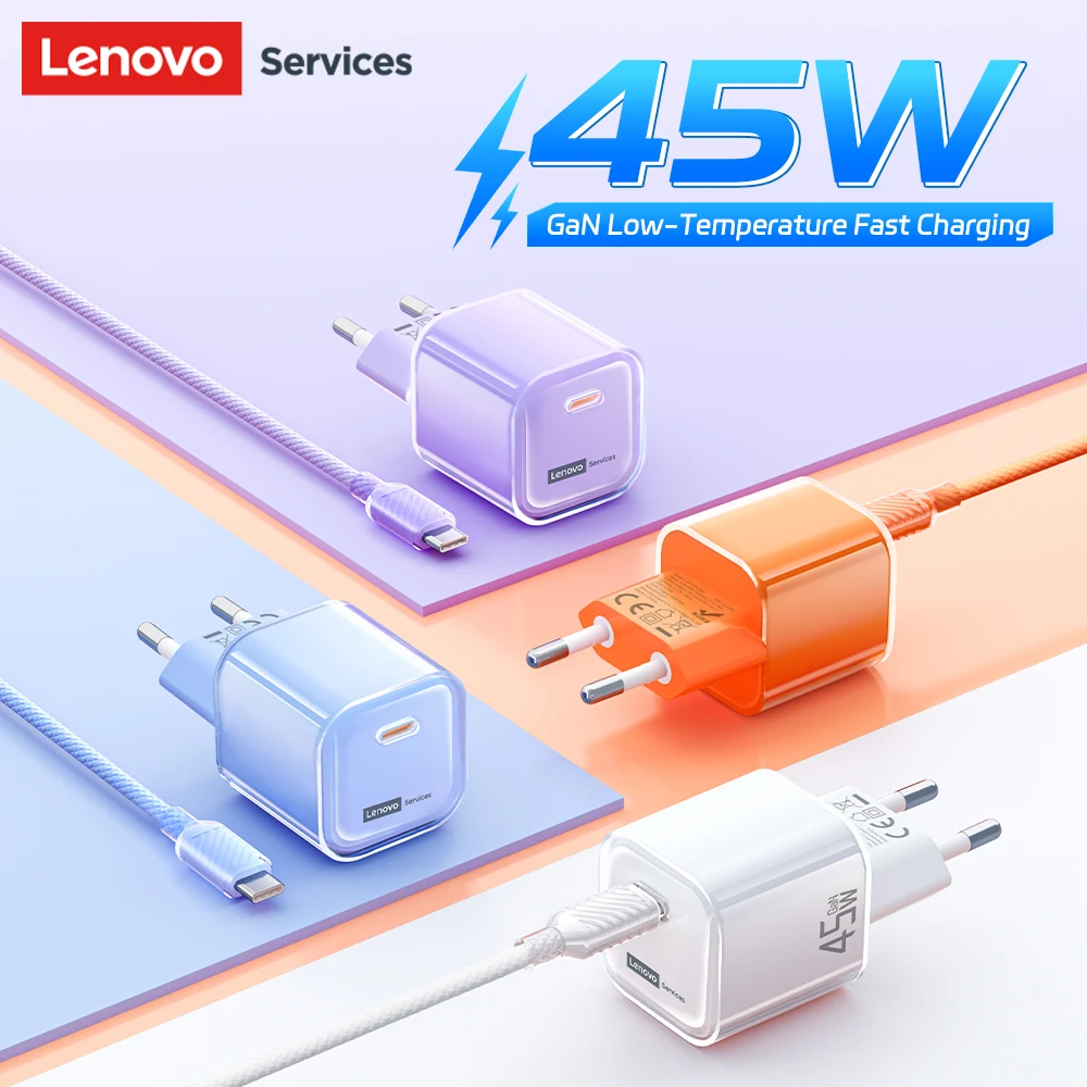 

Зарядное устройство Lenovo 45W Quick Charge 4.0 QC PD с быстрой зарядкой QC4.0 QC3.0 USB Type-C для iPhone 17 16 15 Pro, телефонов Xiaomi и других устройств с поддержкой PD