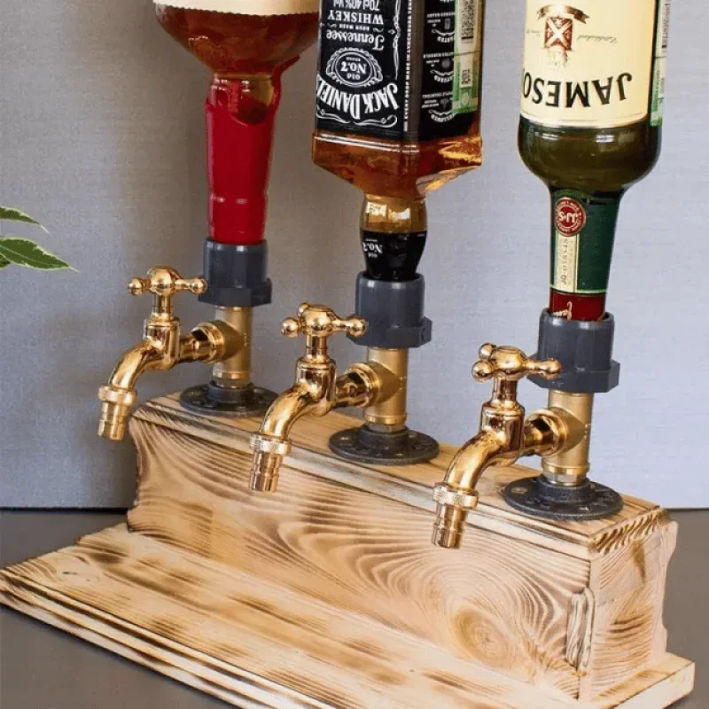 

For Wooden Liquor Dispenser Whiskey Cocktail Alcohol Faucet Drink Dispenser Station Beverage Wine Racks Bar Party Carnival Tools