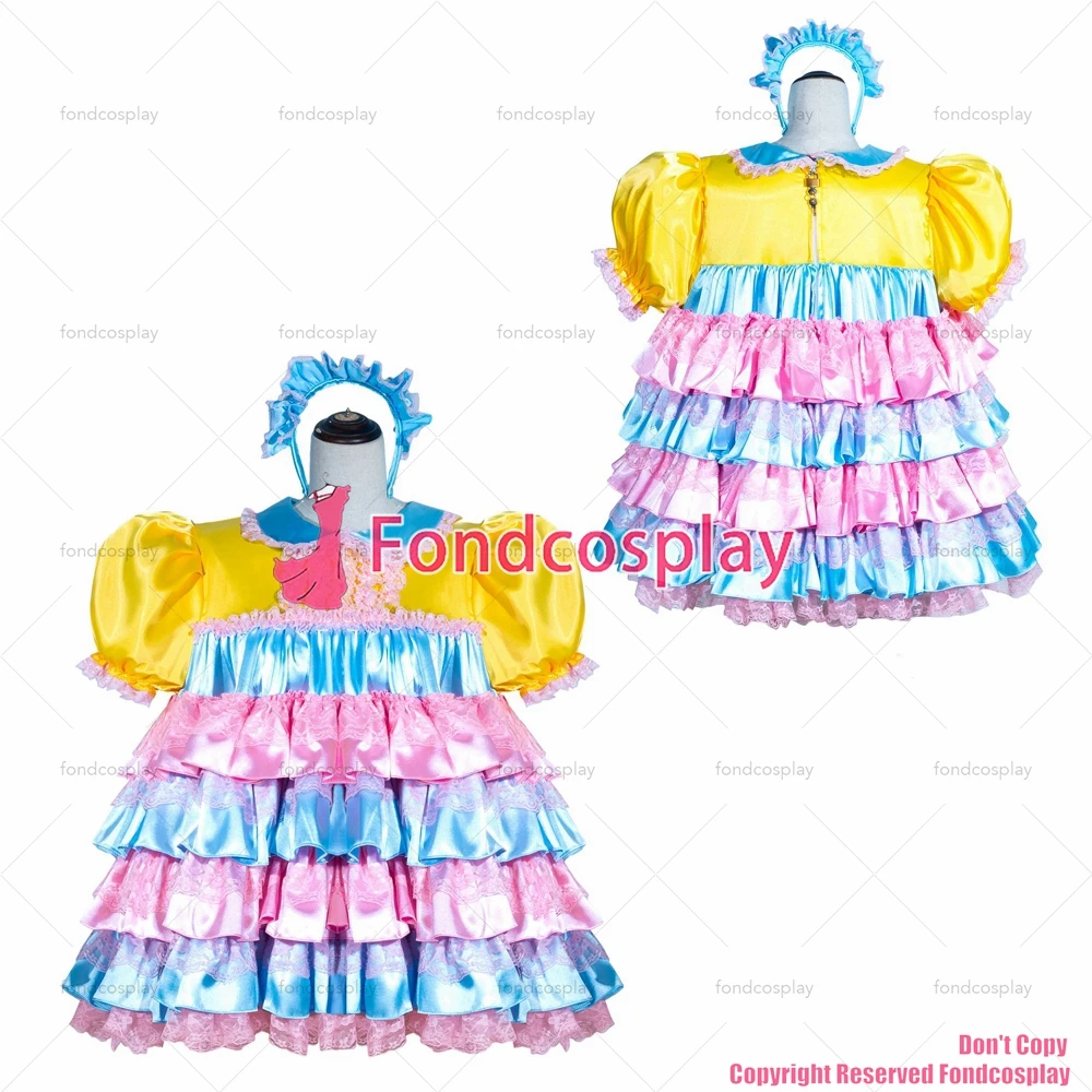 Fondcosplay sexy cross dressing sissy maid short French bloccabile satin baby Dress Uniform Cosplay Costume CD/TV[G4007]