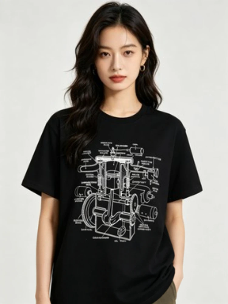 Mechanics Car Engine Pieces Cars Lovers Muscle Cars T-ShiFashion Clothing Carguy Graphic Tee Tops Husband Daddy Gifts