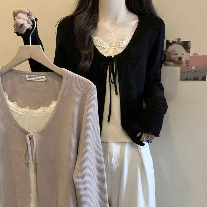 Ele Strickoberteil mit Holz für Damen, Übergröße, Herbst 2022, oulderlanges Design, Bauch, verdeckend, schlankmachend, Ef...