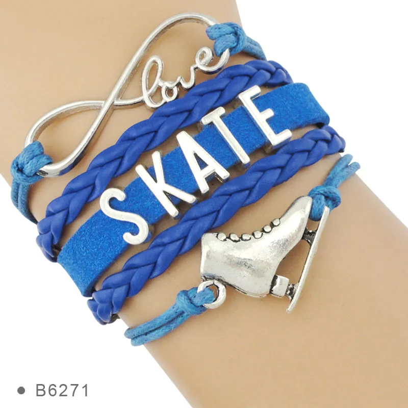 Ice Skating Skate Bracelets Infinity Love Sport Charm Handmade Jewelry Women Girl Drop Shipping Gift