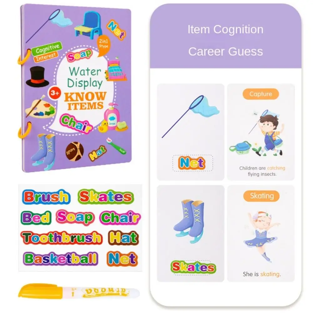 Con penna Giochi da disegno ad acqua Disegno di cartoni animati Montessori Giocattoli Montessori Libro da disegno educativo precoce riutilizzabile per bambini