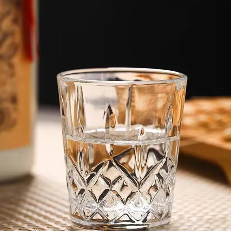 

TOPLIVING 2pcs 50ml Diamond Crystal Glass Luxury Baijiu Cup Set Red Foreign Wine Spirits Cups Household Transparent Liquo